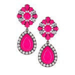 Myrcella Neon Pink Floral Crystal Drop Earrings